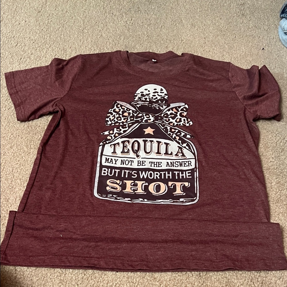 Women’s Maroon Graphic Tequila Shot T-Shirt